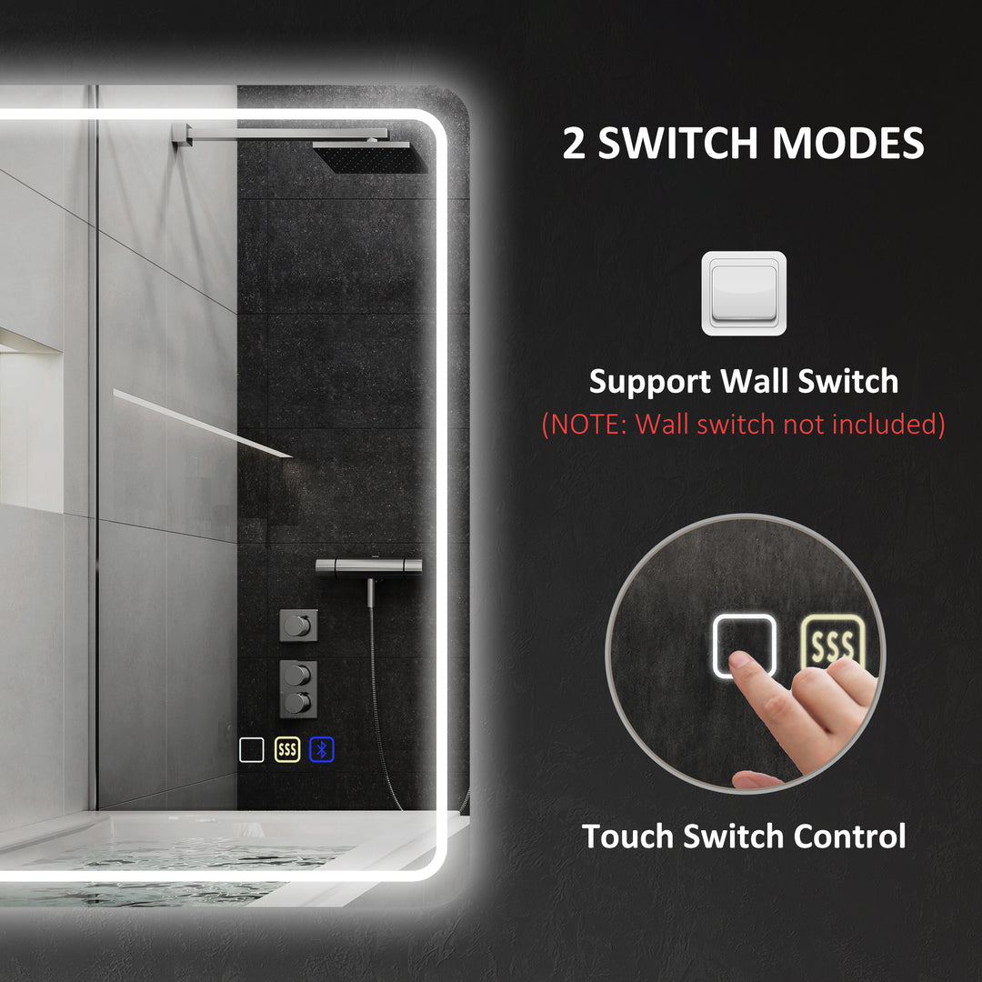 70 x 50 cm Bluetooth Bathroom Mirror - Silver-Tone