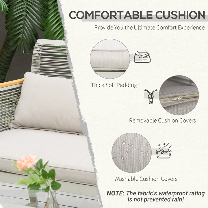 4 Pieces Rattan Garden Furniture Set - Grey