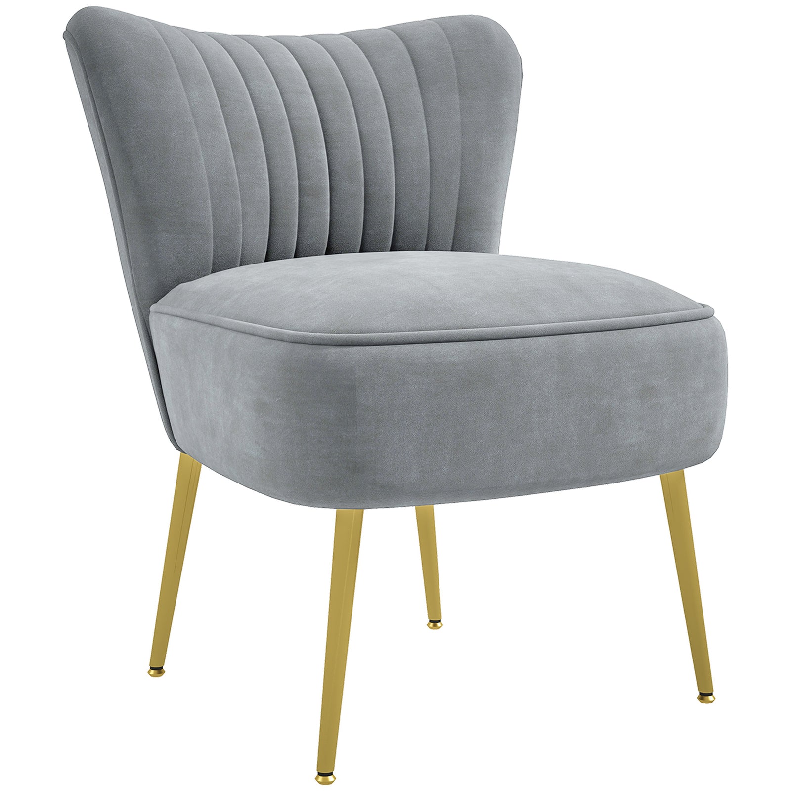Velvet-Feel Tub Accent Chair - Grey