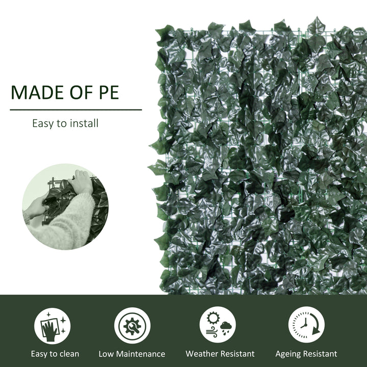 1-Piece Artificial Leaf Hedge Screen Privacy Fence Panel for Garden Outdoor Indoor Decor, Dark Green, 2.4M x 1M
