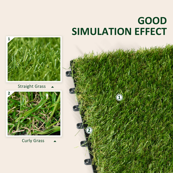 10-Piece Artificial Grass Set, Weatherproof Turf Tiles, 25mm Pile - view 6