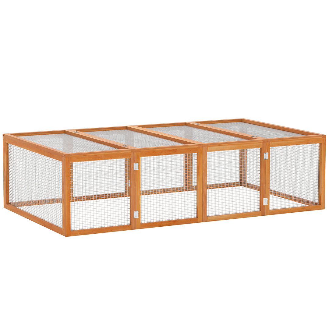 MCL Wooden Rabbit Hutch Cage 6ft with Wire Mesh, Openable Roof, Play Space for Outdoor, Natural Wood Finish