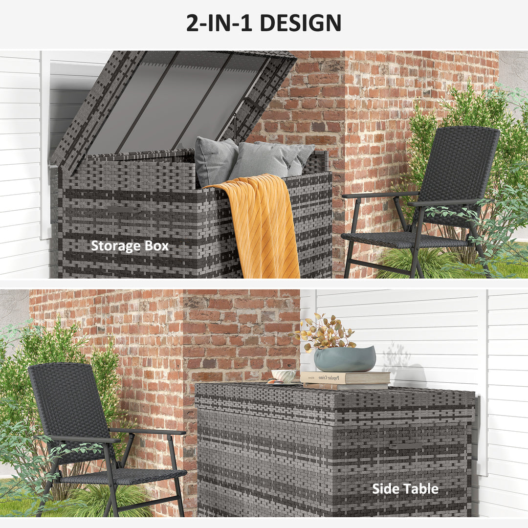 627 L Rattan Storage Box - Dark Grey