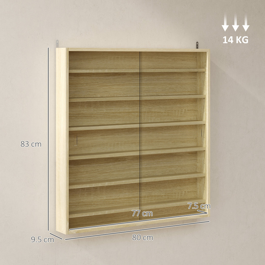 Six Shelf Display Cabinet, with Glass Doors - Oak