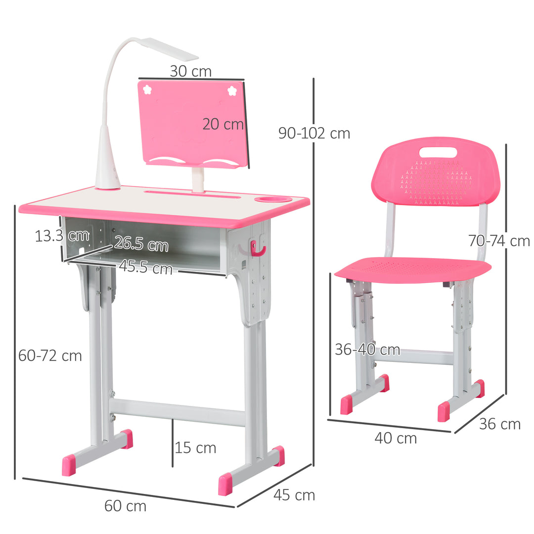 Kids Desk and Chair Set Adjustable Height Study Table Set with Drawer,