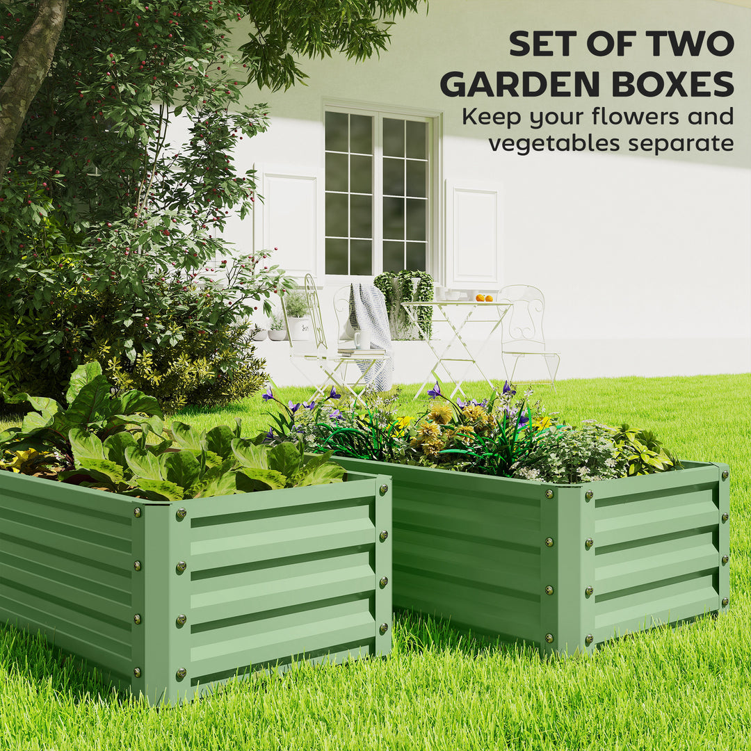 Set of Two 110 x 50cm Steel Planter Boxes - Light Green
