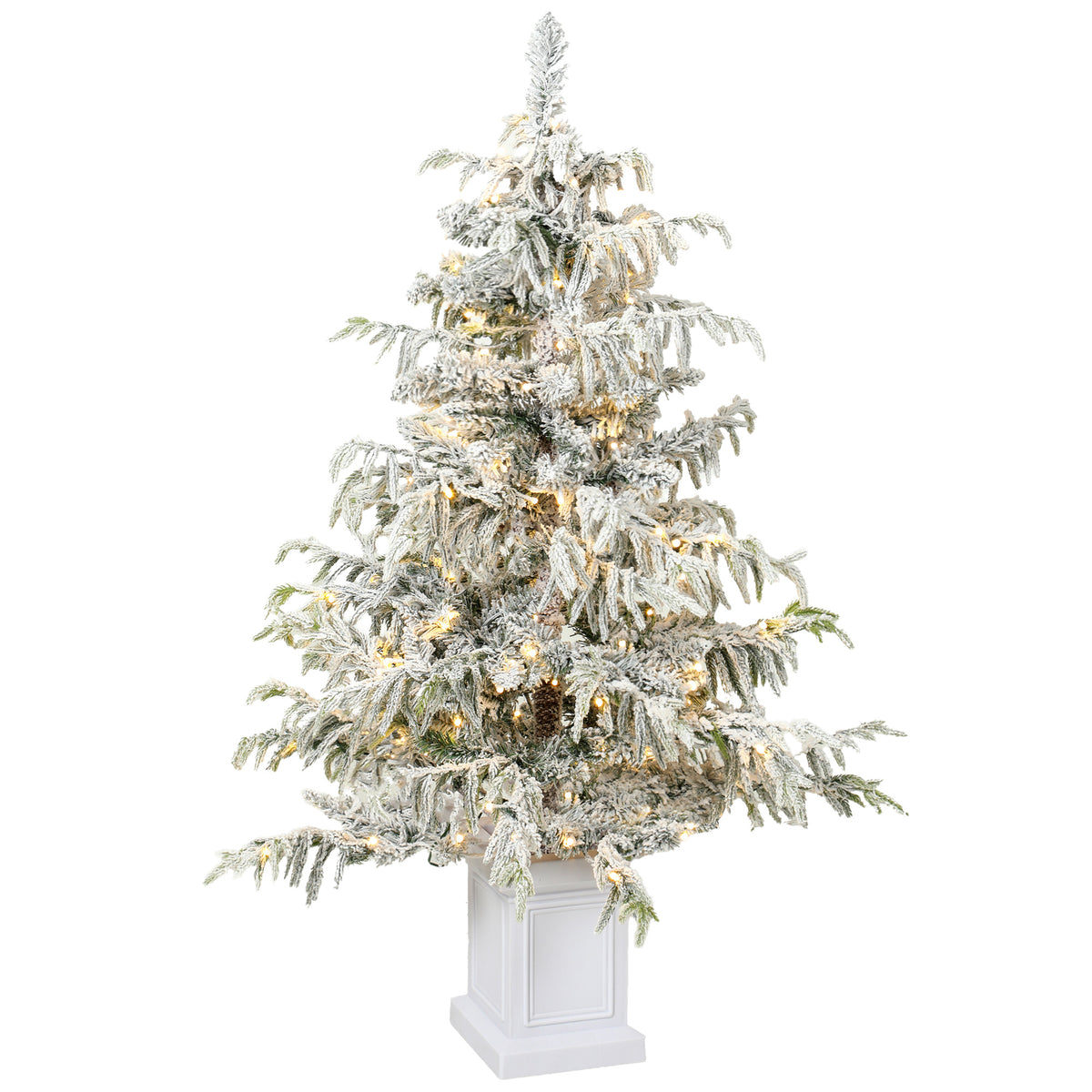 4ft Prelit Flocked Christmas Tree, Artificial Snow Flocked Spruce