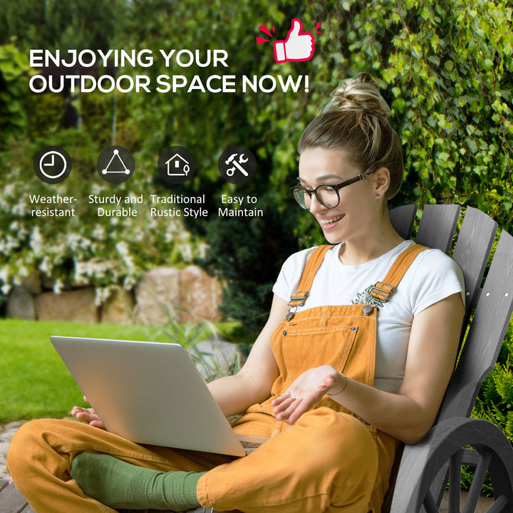 Wooden Adirondack Rocking Chair Reclining Armchair Outdoor Garden Furniture Patio Porch Rocker - Grey
