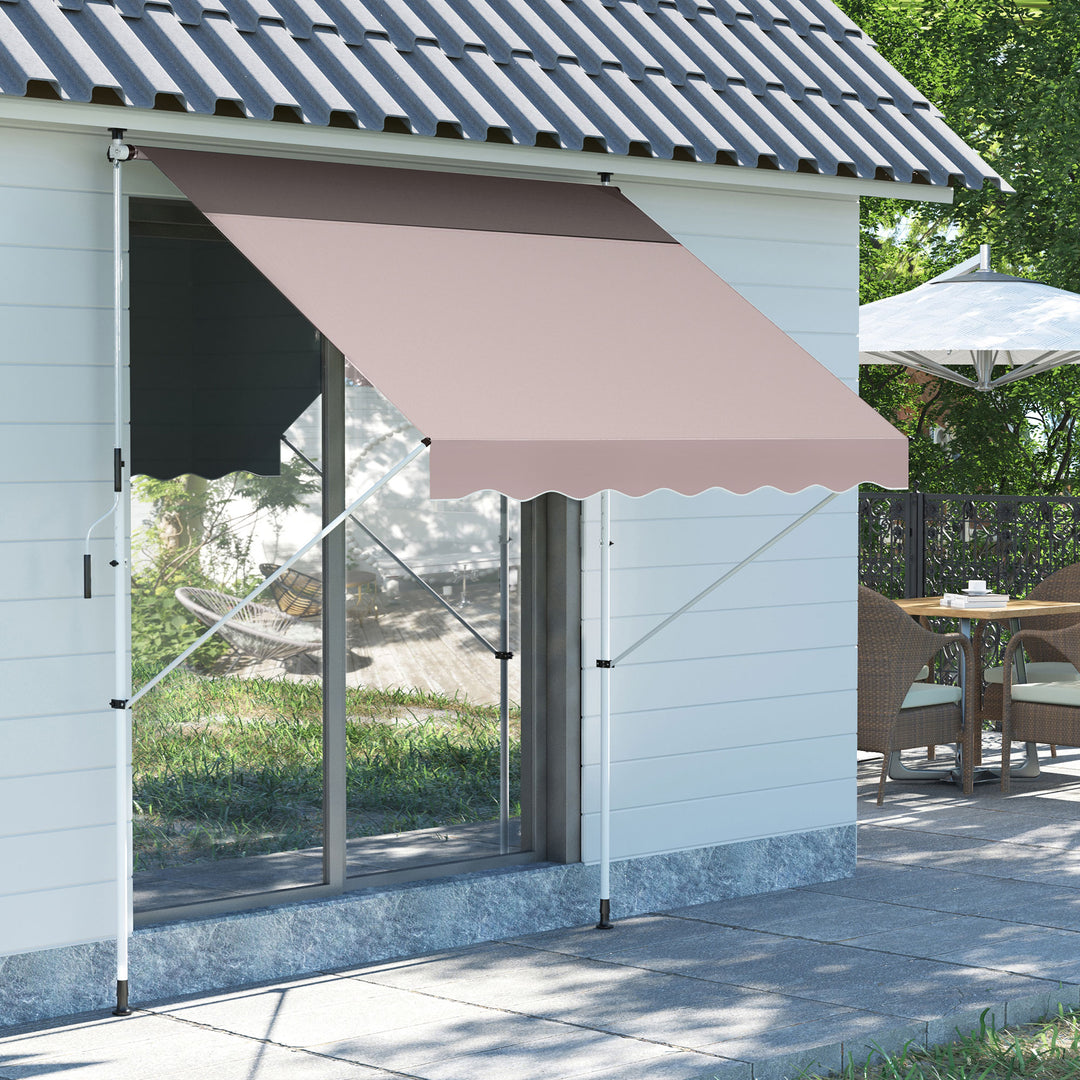 Outsunny 2x1.5m Garden Patio Manual Awning Canopy Sun Shade Shelter Adjustable Aluminium Frame Awning Beige