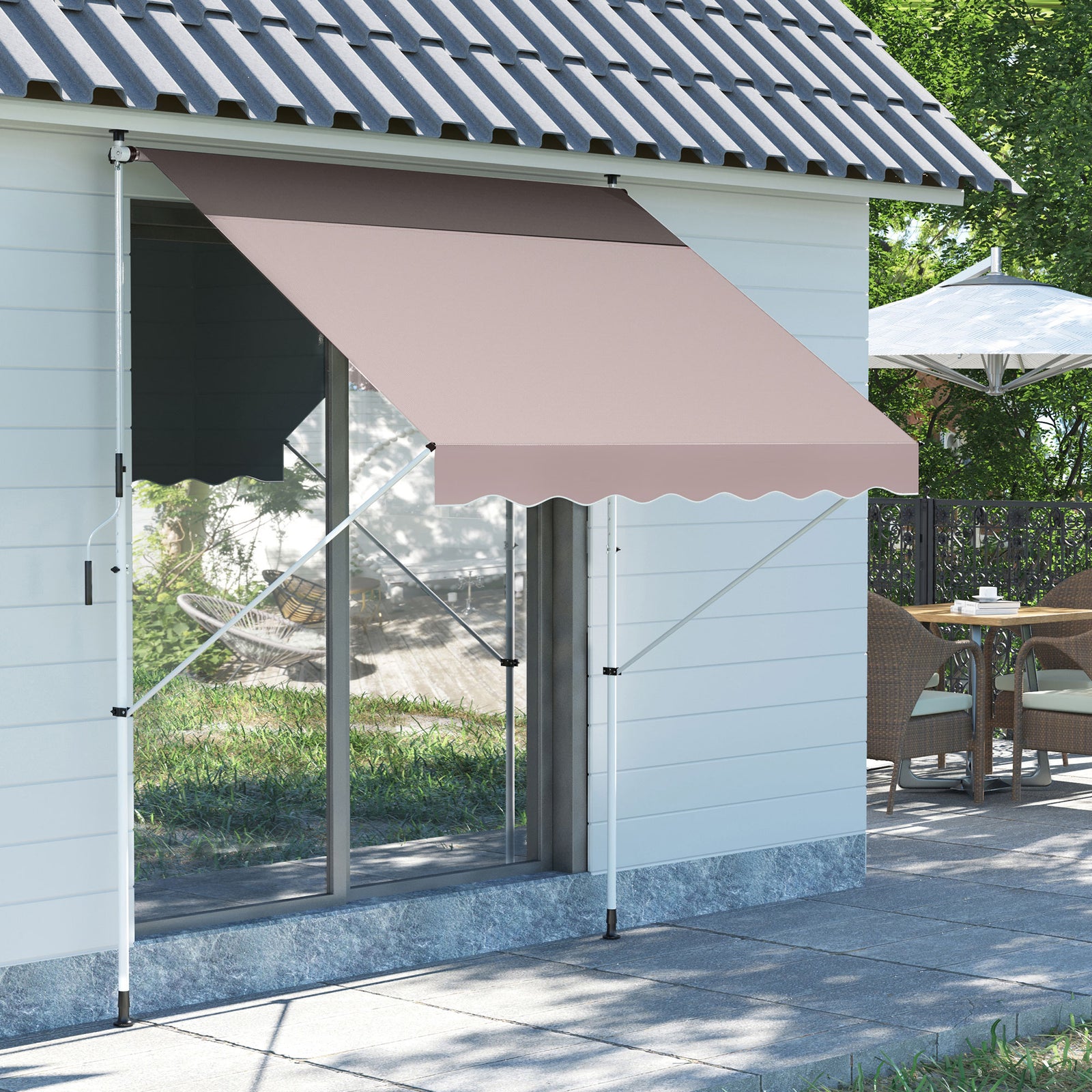 2x1.5m Adjustable Outdoor Aluminium Frame Awning Beige