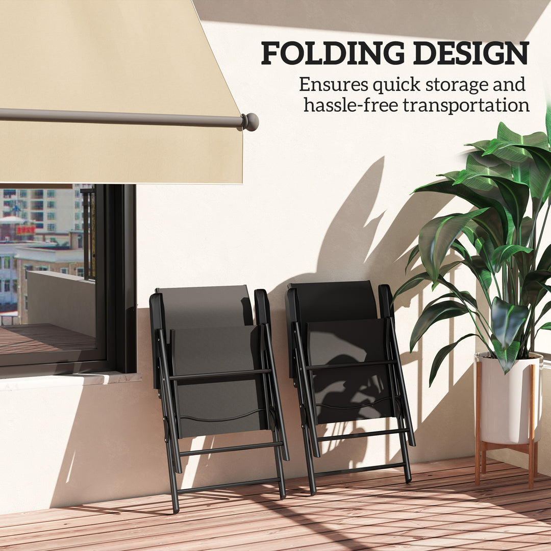 Set of Two Folding Outdoor Chairs - Black