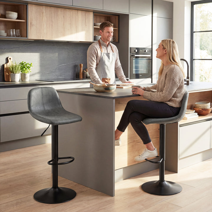 Bar Stools Set of 2, Modern Swivel Barstools with Footrest for Kitchen