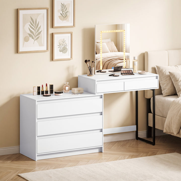 Vanity Makeup Desk LED Mirror Dressing Table Large Storage 5 Drawers - view 2