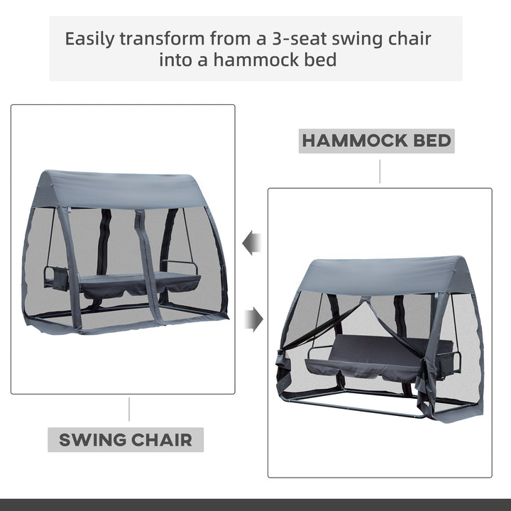 Outsunny 3 Seater Garden Swing Chair 2 in 1 Convertible Outdoor Rocking Bench Bed with Water