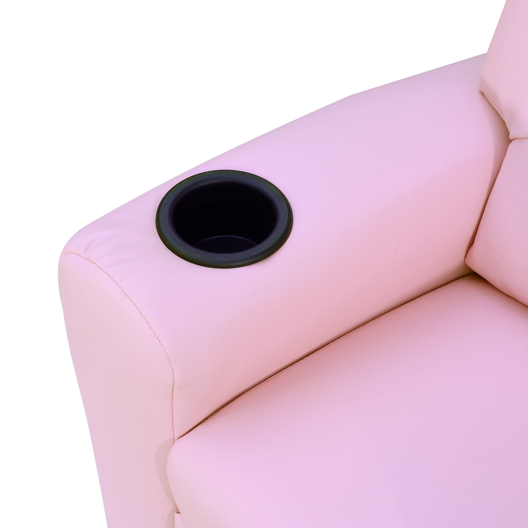 HOMCOM Children Recliner Armchair W/ Cup Holder-Pink | Aosom UK