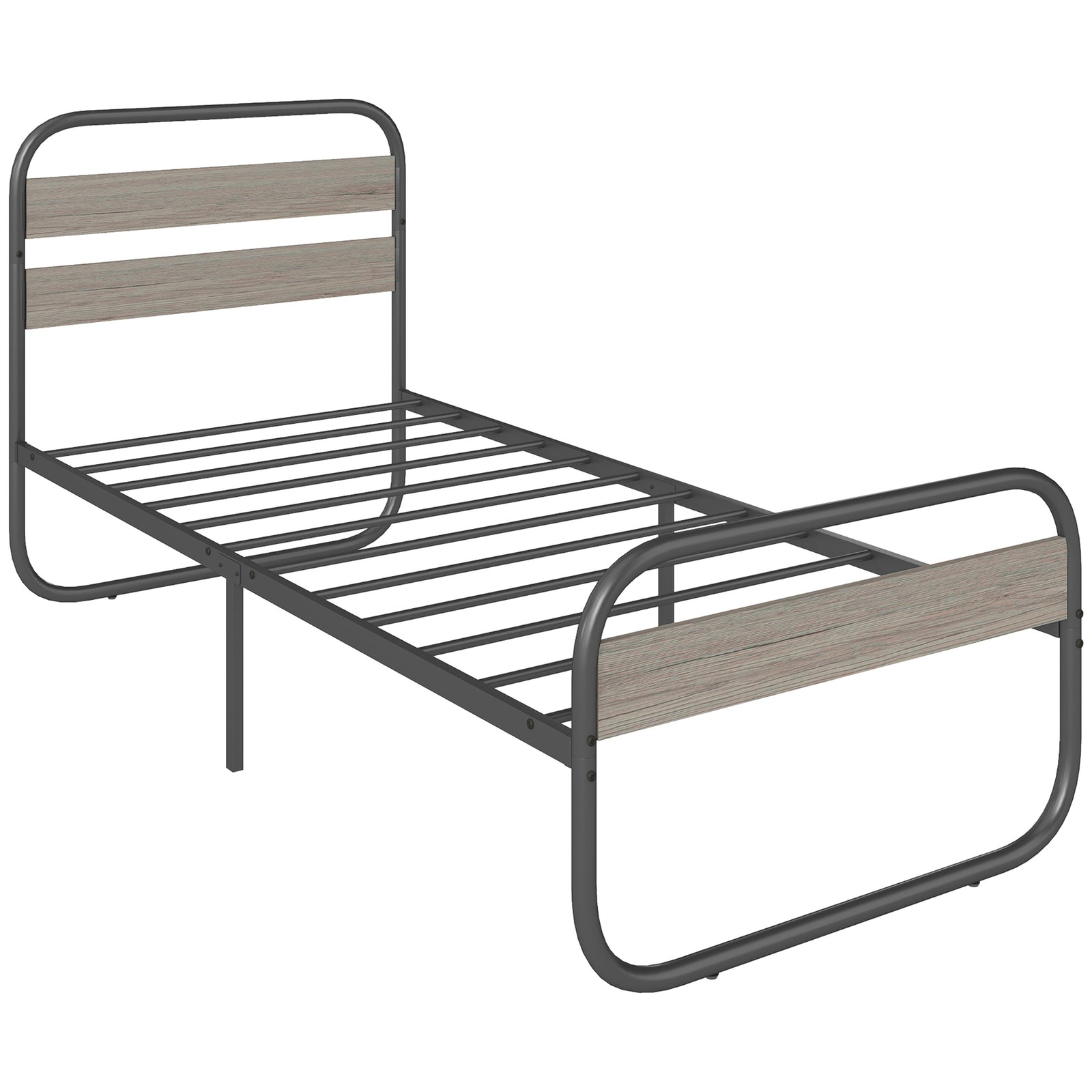 3ft Single Bed Frame, Industrial Style Metal Platform Bed Frame with Under Bed Storage, No Box Spring Needed, Easy Assembly, Grey