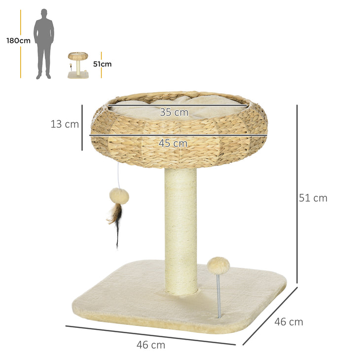 51cm Cat Tree Kitten Tower, with Sisal Scratching Post, Top Bed, Toy Ball