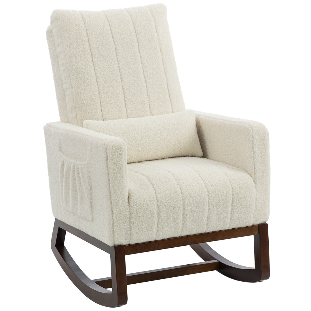Rocking Chair for Adults, Lounge Rocker Chair with Lumbar Pillow, High