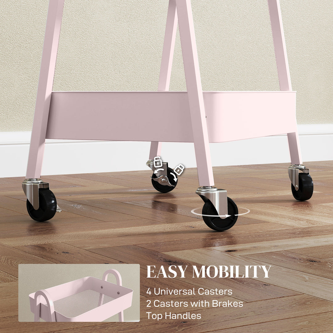 Three-Tier Storage Trolley - Pink