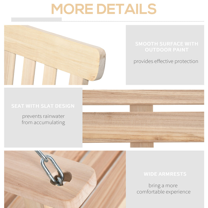 MCL Outdoor Wooden Swing Bench 2-Seater Porch Swing Chair Hanging Hammock Garden Furniture, Natural