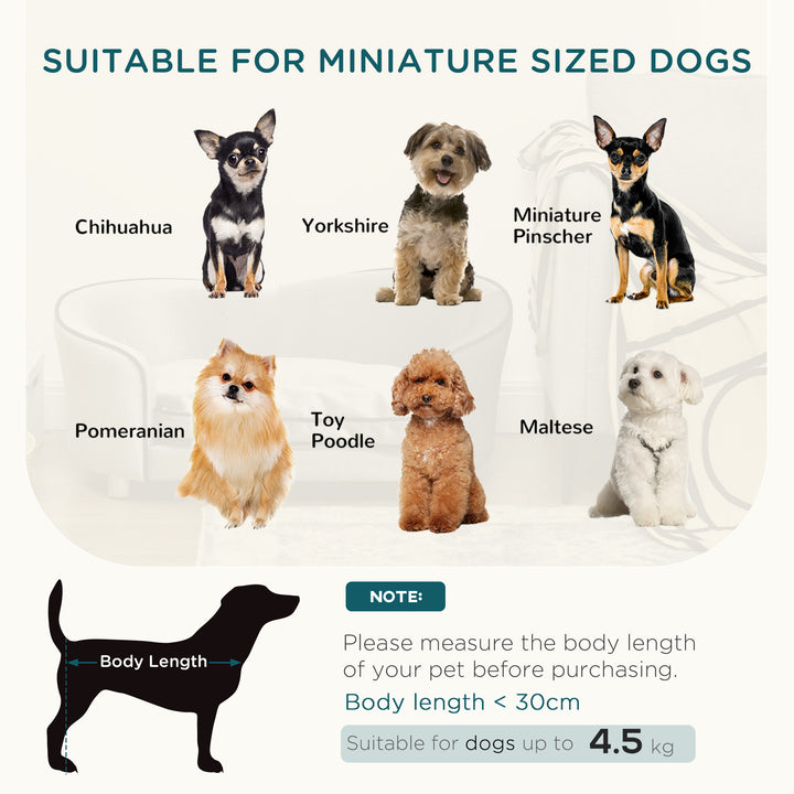 MCL Dog Sofa Pet Chair, Kitten Bed Couch w/ Wooden Frame, Removable Cushion - Silver-Tone and Grey