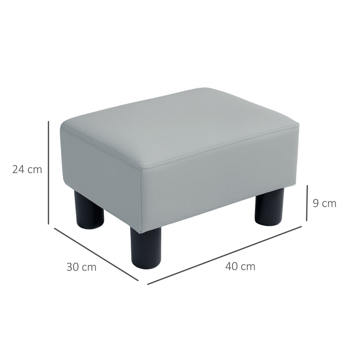 PU Leather Footstool with 4 Plastic Legs, Grey