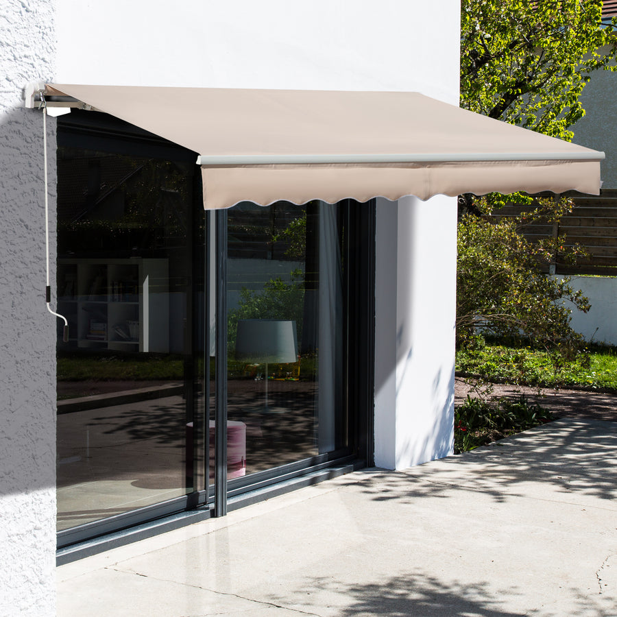 4x2.5m Manual Awning Window Door Sun Weather Shade w/ Handle Beige