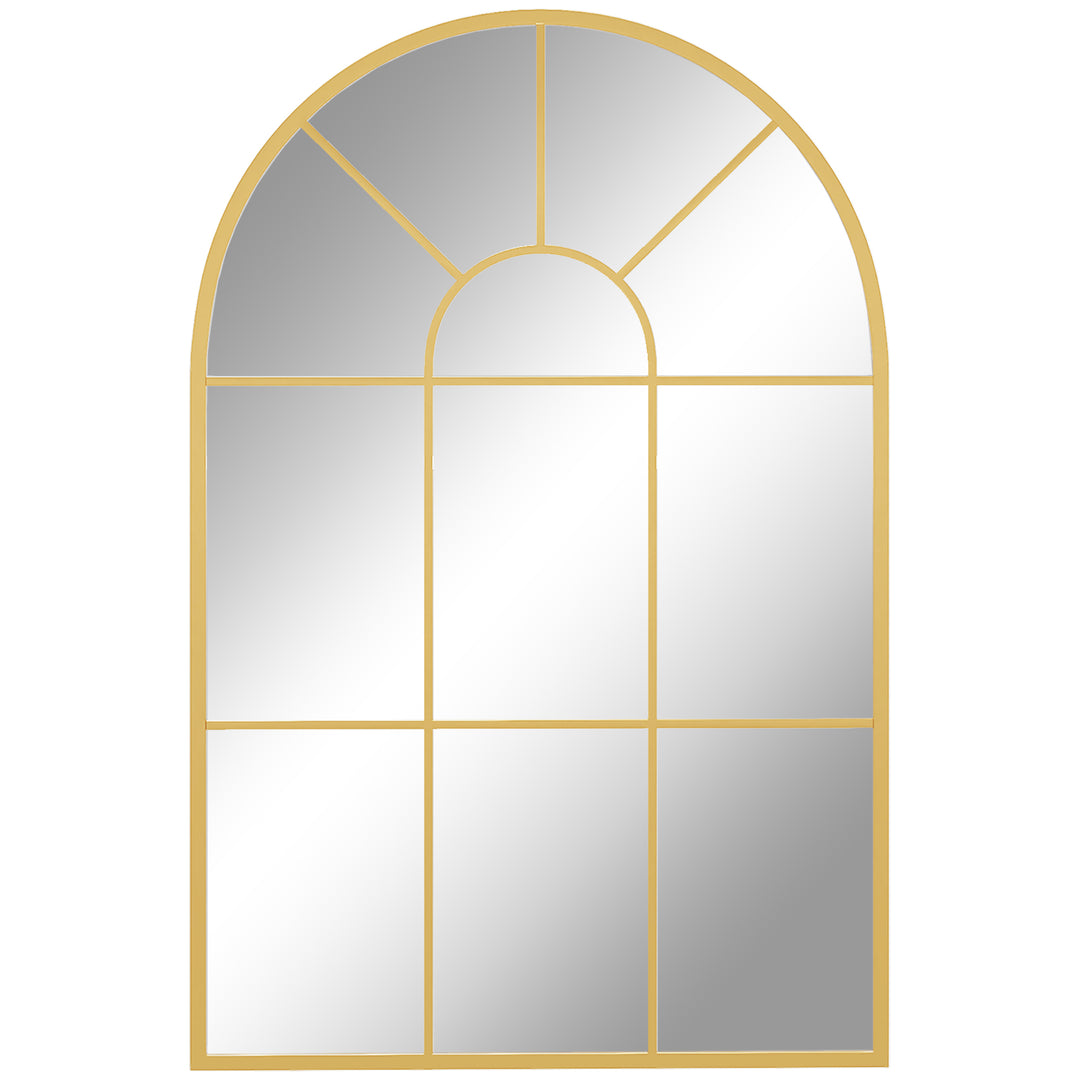 90 X 61cm Arched Grid Mirror - Gold Tone