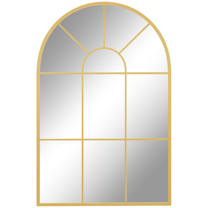 90 X 61cm Arched Grid Mirror - Gold Tone