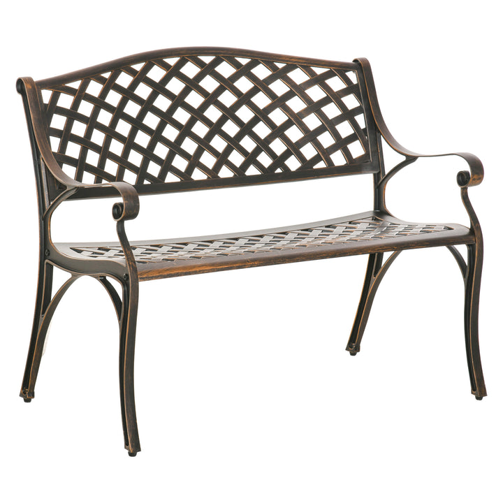 MCL Cast Aluminium Outdoor Garden Bench 2 Seater Antique Patio Loveseat, Bronze