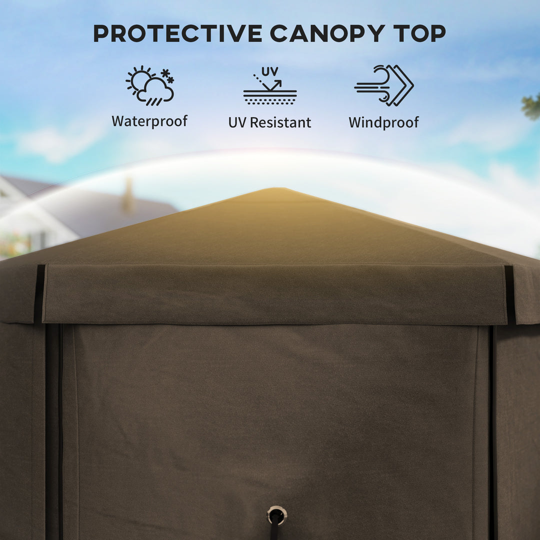 3 x 3(m) Hexagon Pop Up Gazebo with 5 Sides and Carry Bag, Waterproof, UV Resistant Party Tent Instant Event Shelter with Netting for Garden, Patio, Brown