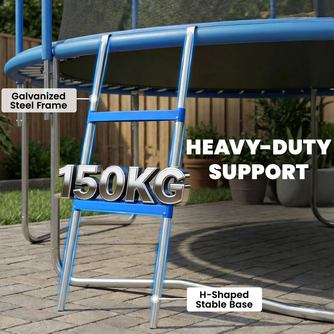 Trampoline Ladder, 2-Steps with Horizontal Wide Steps, Universal Hook,