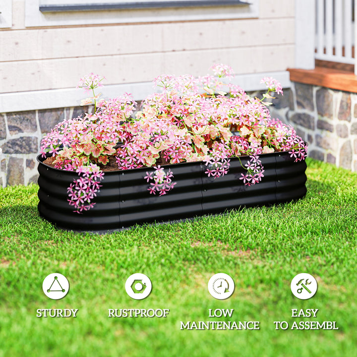 Galvanised Raised Garden Bed, Metal Planter Box with Safety Edging, fo