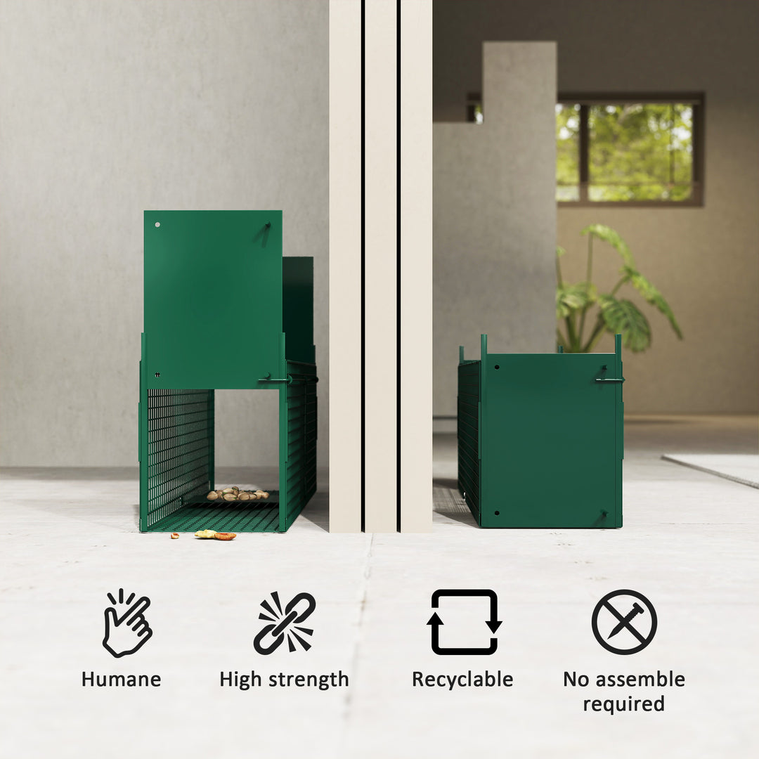 MCL Humane Rat Trap, Squirrel Trap with Double Doors, Live Cage Mousetrap for Indoors & Outdoors, Catch and Release Mice, Rats, Rodents, 60 x 18 x 20 cm, Green