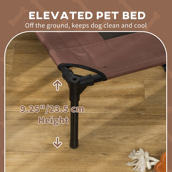 Raised Dog Bed Waterproof Elevated Pet Cot with Breathable Mesh UV Protection Canopy Brown, for XL Dogs, 122 x 92 x 108cm