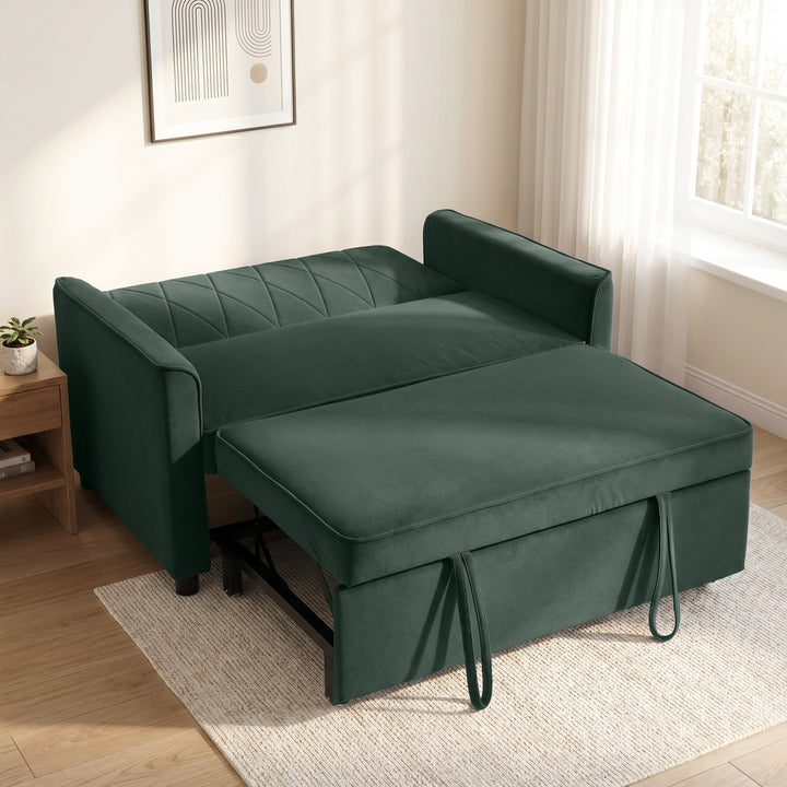 2 Seater Sofa Bed, 3-in-1 Convertible Pull Out Sleeper Sofa with Click
