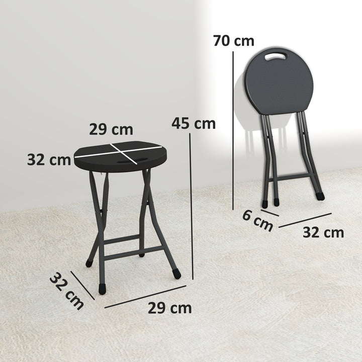 Set of Four Folding Carry Stools - Charcoal Grey
