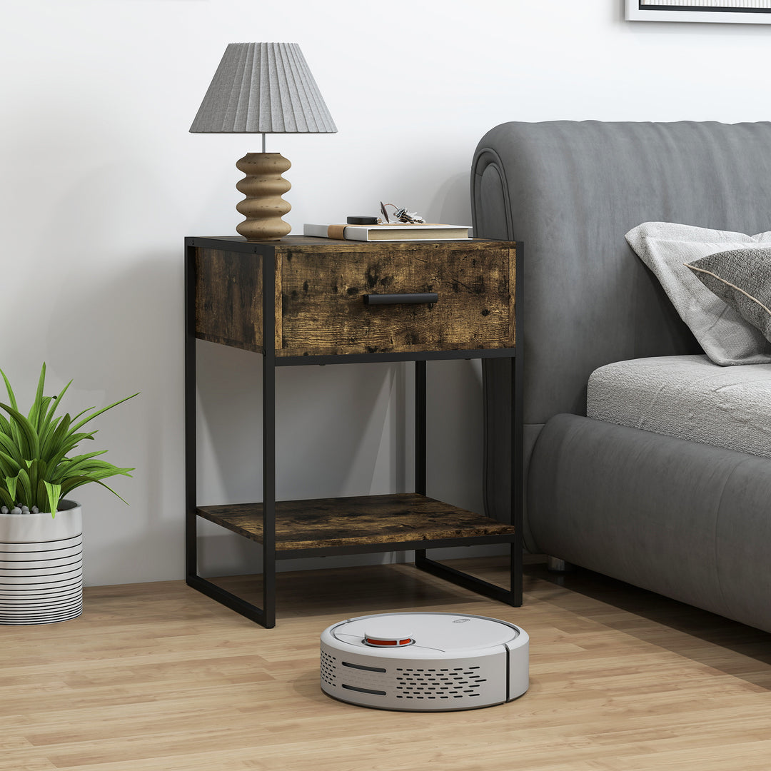 Modern Bedside Table - Rustic Brown
