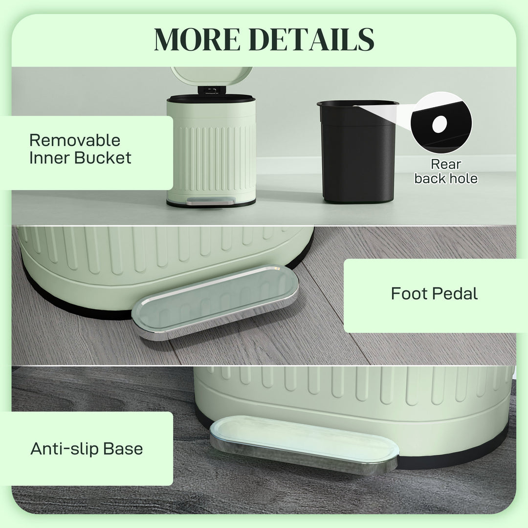 20L Metal Kitchen Bin, with Soft-Close Lid - Light Green