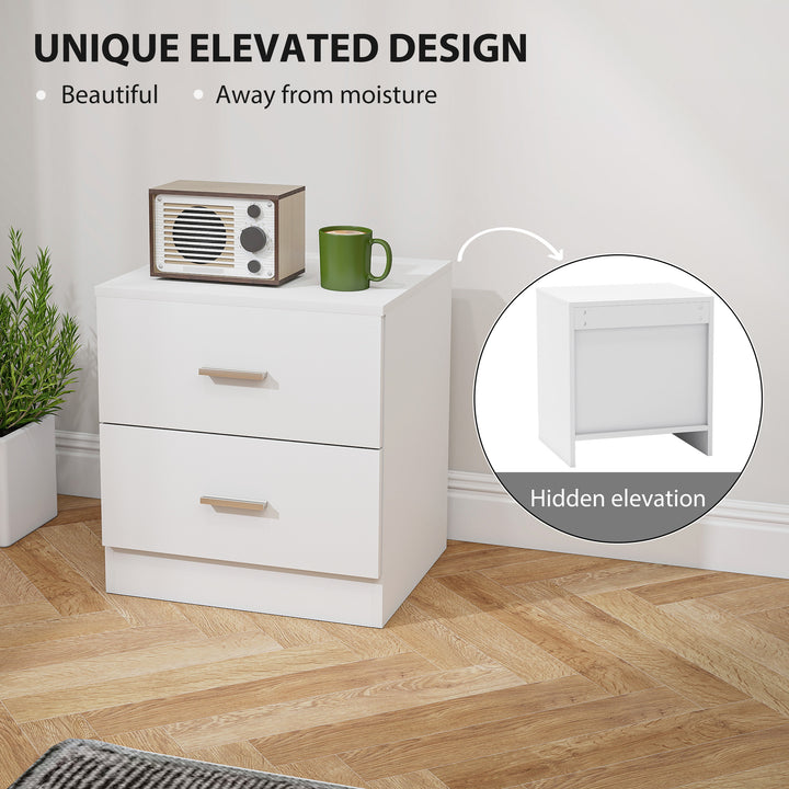 MCL Modern Bedside Table, Beside Cabinet with 2 Drawers, for Bedroom, Living Room, White