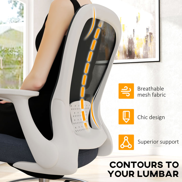 Draughtsman Chair, Mesh Drafting Chair, Ergonomic Office Chair with Flip-up Armrest, Adjustable Foot Ring, Grey