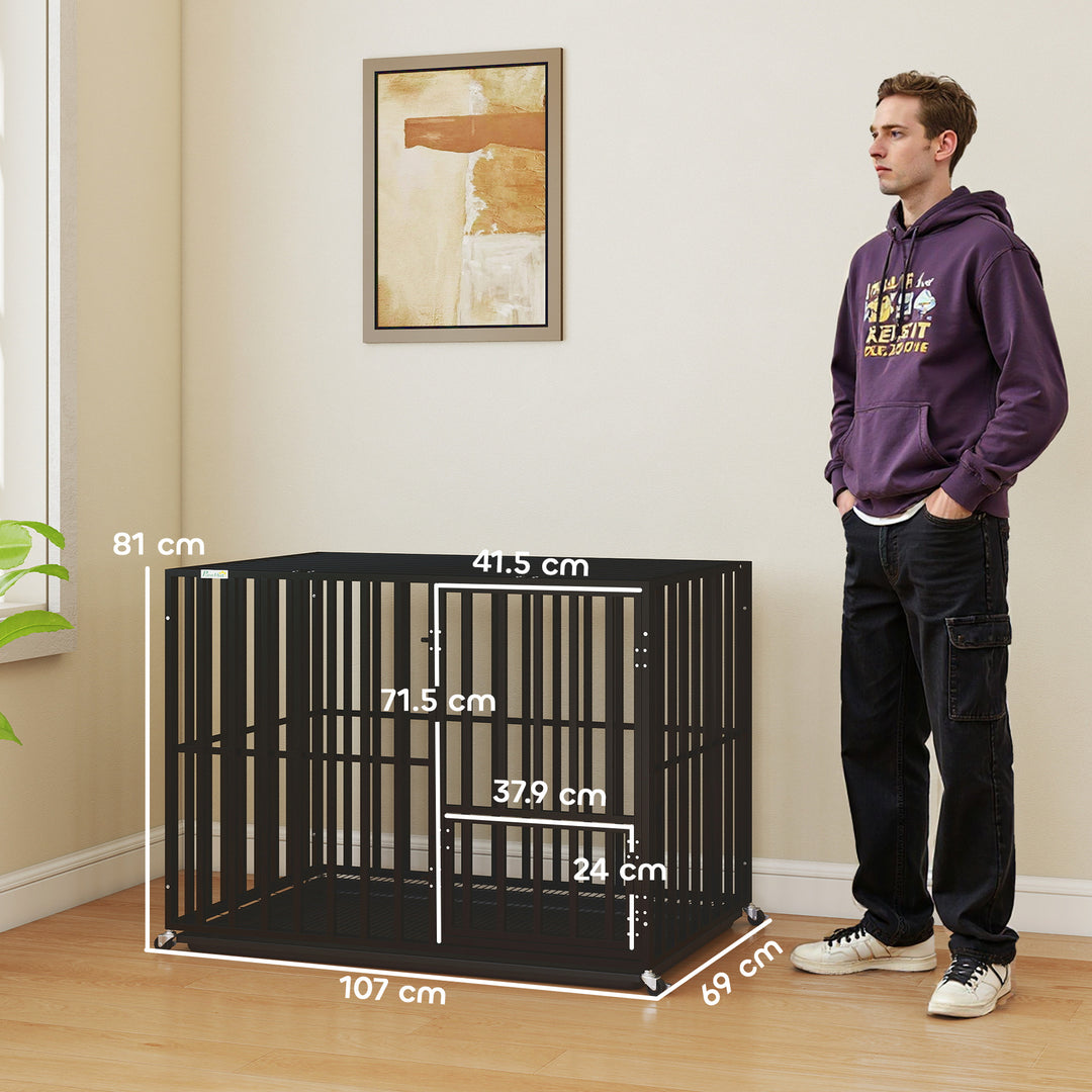 Heavy Duty Dog Crate, Dog Cage with Wheels for Medium Large Breeds, Me