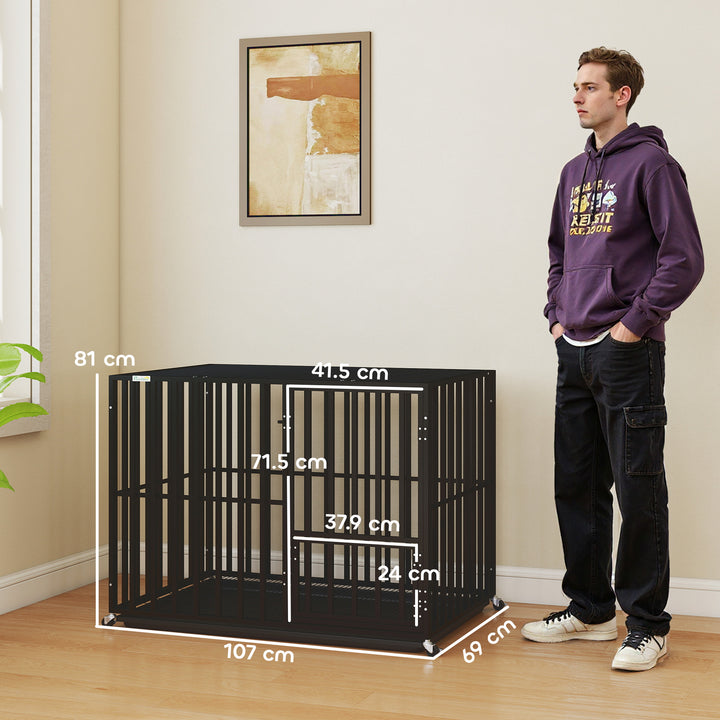 Heavy Duty Dog Crate, Dog Cage with Wheels for Medium Large Breeds, Me