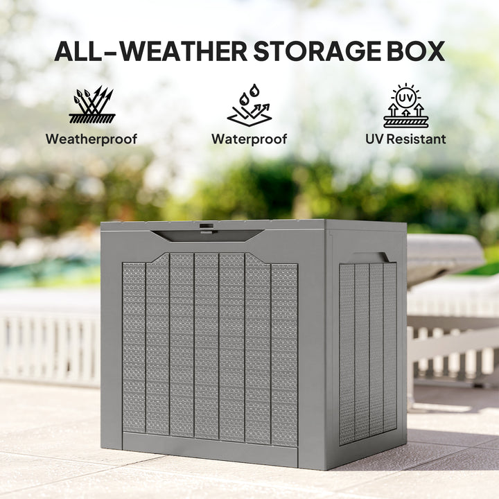 93L Plastic Garden Storage Box, Outdoor Storage Box with Handles, Waterproof Outdoor Storage Container