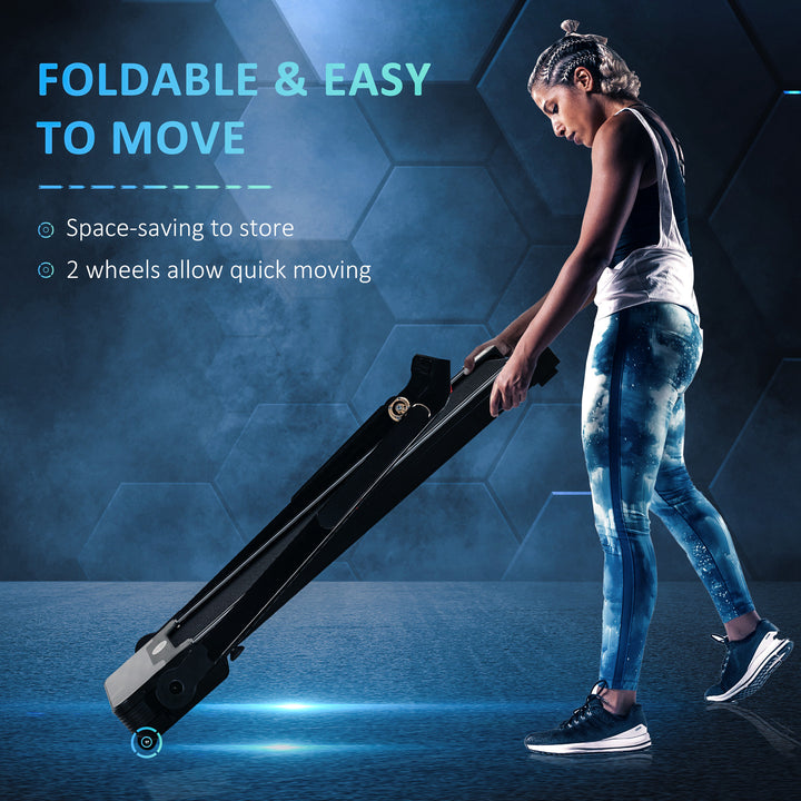 Folding Treadmill, 1.85HP Installation-Free Walking Jogging Running Machine, 12KM/H with 12 Pre-Programs and LED Display for Home Gym Office
