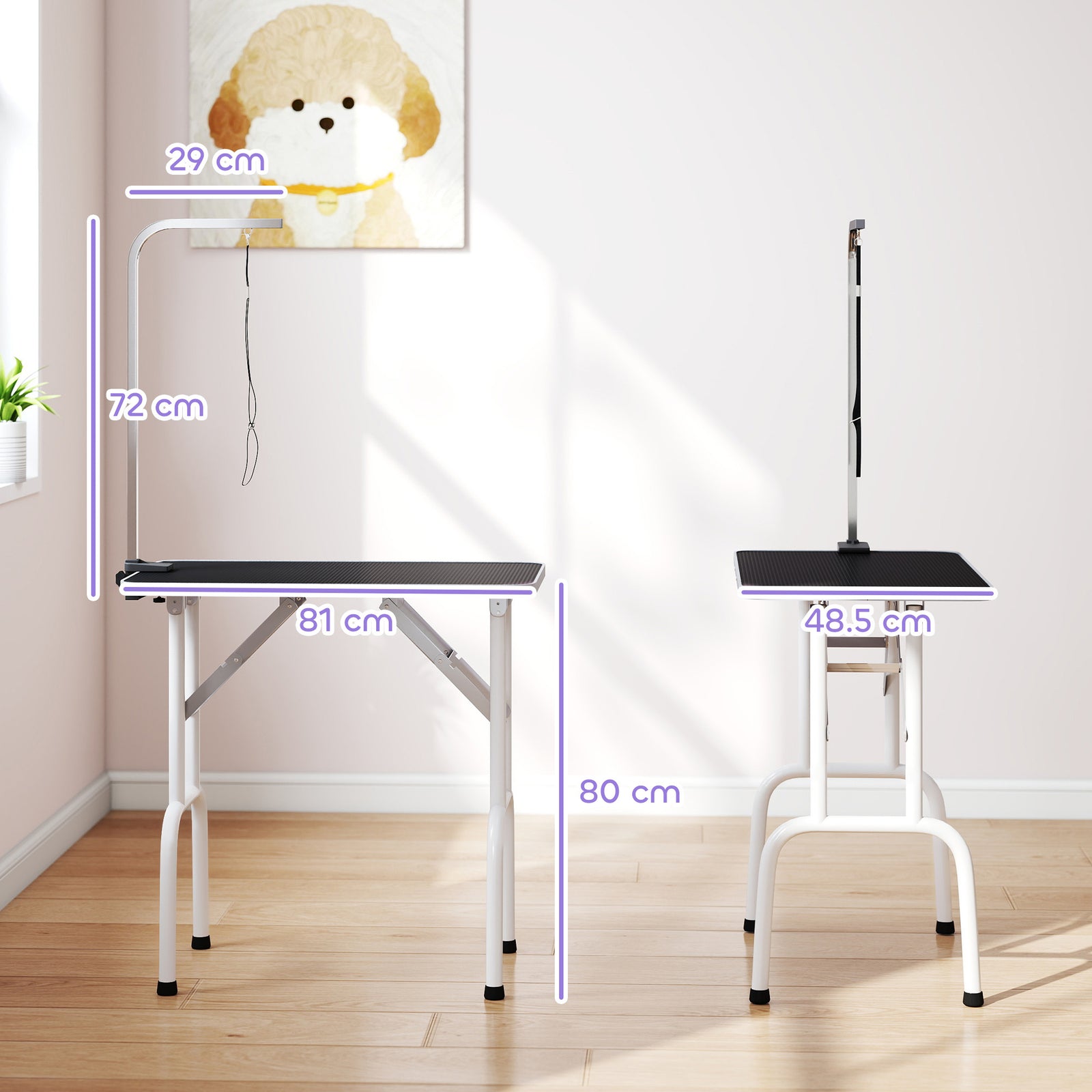 32" Foldable Dog Grooming Table Pet Drying Beauty Table Adjustable Fix