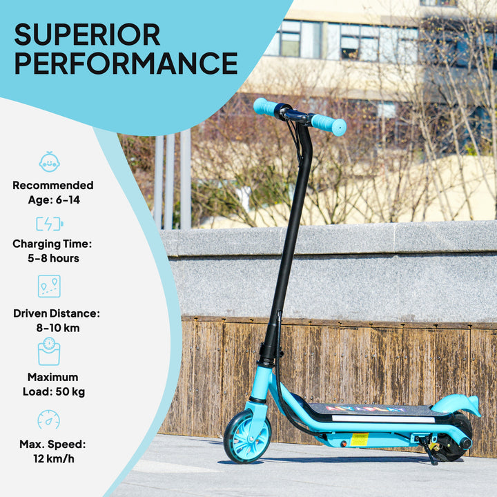 Electric Scooter for Kids Ages 6-14, with Dual Brakes, Flash Wheel and Colourful Light, Kids Electric Scooter E Scooter, Up to 12 KM/H & 10 KM, Blue