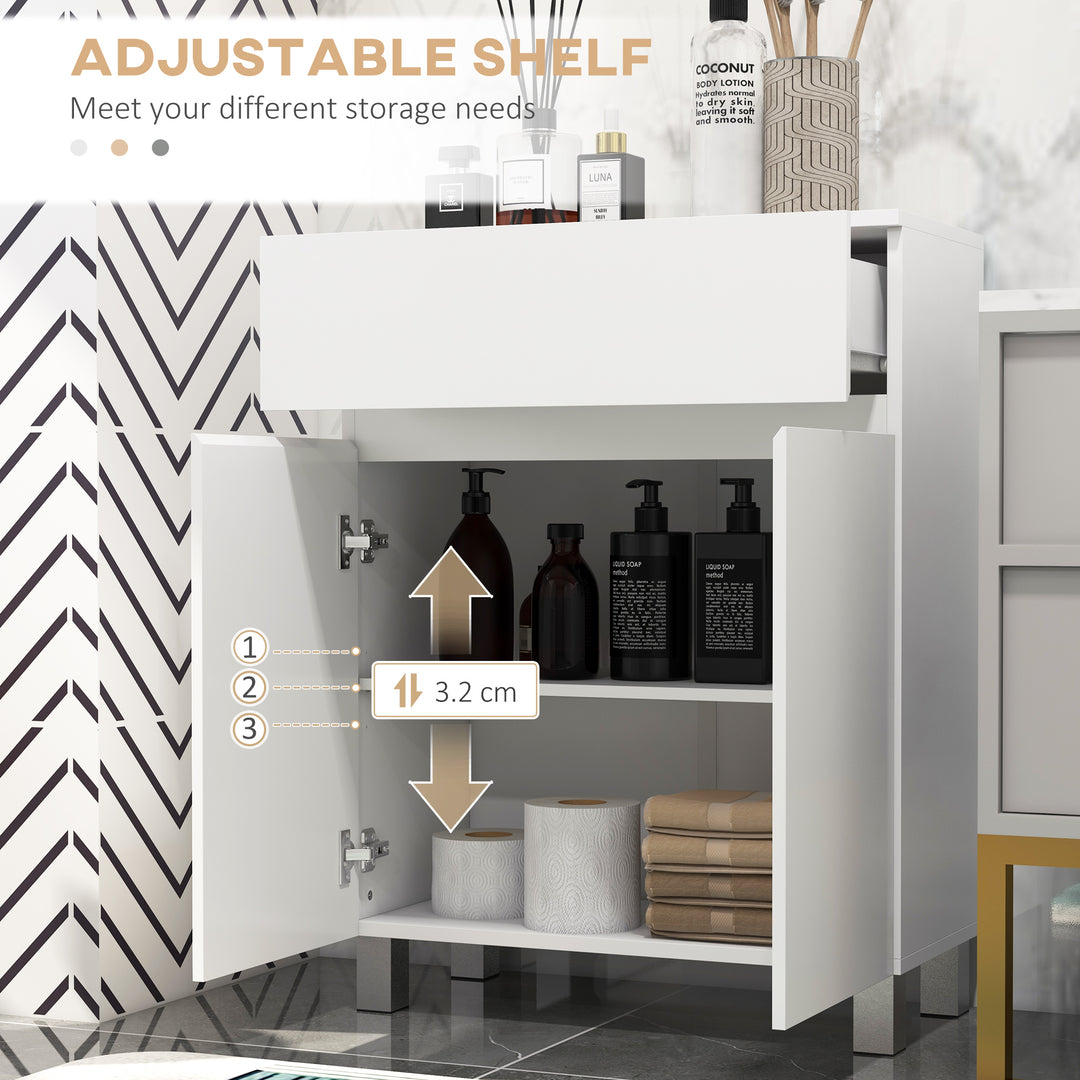 Freestanding Bathroom Cabinet, High Gloss Storage Cabinet with Doors a