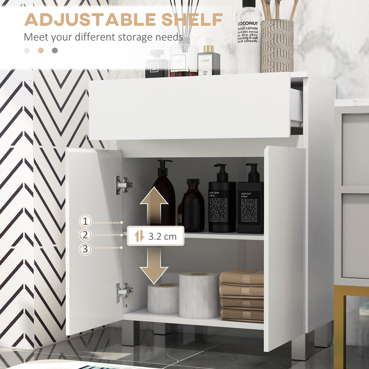 Freestanding Bathroom Cabinet, High Gloss Storage Cabinet with Doors a