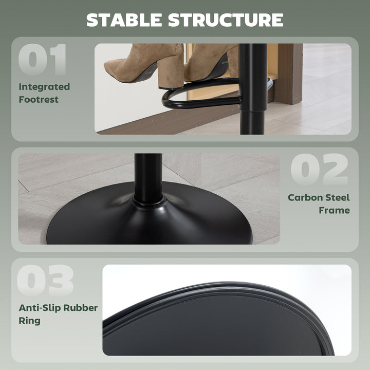 Bar Stools Set of 2, Modern Swivel Barstools with Footrest for Kitchen